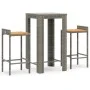 Gartentisch und Hochhocker 3-teilig aus Holz und PE-Rattan grau von vidaXL, Gartensets - Ref: Foro24-3187707, Preis: 187,43 €...