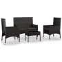 Garden set with 4-piece black synthetic rattan cushions by vidaXL, Garden sets - Ref: Foro24-319498, Price: 216,63 €, Discoun...