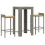 Gartentisch und Hochhocker 3-teilig aus Holz und PE-Rattan grau von vidaXL, Gartensets - Ref: Foro24-3187707, Preis: 187,43 €...