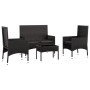Garden set with 4-piece black synthetic rattan cushions by vidaXL, Garden sets - Ref: Foro24-319498, Price: 216,63 €, Discoun...