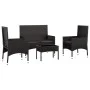 Gartenset mit Kissen 4-teilig synthetisches Rattan schwarz von vidaXL, Gartensets - Ref: Foro24-319498, Preis: 205,81 €, Raba...