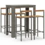 Bar table and garden stools 5 pieces acacia wood PE rattan gray by vidaXL, Garden sets - Ref: Foro24-3187713, Price: 279,24 €...