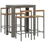 Bartisch und Gartenhocker 5 Stück Akazienholz PE Rattan grau von vidaXL, Gartensets - Ref: Foro24-3187713, Preis: 279,24 €, R...