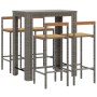 Bartisch und Gartenhocker 5 Stück Akazienholz PE Rattan grau von vidaXL, Gartensets - Ref: Foro24-3187713, Preis: 283,15 €, R...