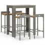 Mesa bar y taburetes jardín 5 pzas madera acacia ratán PE gris by vidaXL, Garden sets - Ref: Foro24-3187709, Price: 267,19 €,...
