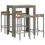 Mesa bar y taburetes jardín 5 pzas madera acacia ratán PE gris by vidaXL, Garden sets - Ref: Foro24-3187709, Price: 267,19 €,...