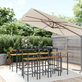 Bar table and garden stools 9 pcs acacia wood PE rattan black by vidaXL, Garden sets - Ref: Foro24-3187696, Price: 450,22 €, ...