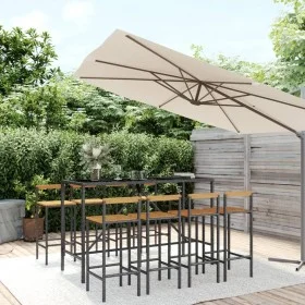 Bar table and garden stools 9 pcs acacia wood PE rattan black by vidaXL, Garden sets - Ref: Foro24-3187696, Price: 444,43 €, ...