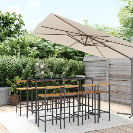 Bar table and garden stools 9 pcs acacia wood PE rattan black by vidaXL, Garden sets - Ref: Foro24-3187696, Price: 450,22 €, ...