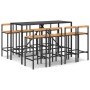 Bar table and garden stools 9 pcs acacia wood PE rattan black by vidaXL, Garden sets - Ref: Foro24-3187696, Price: 450,22 €, ...