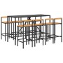 Bar table and garden stools 9 pcs acacia wood PE rattan black by vidaXL, Garden sets - Ref: Foro24-3187696, Price: 450,22 €, ...