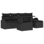 Conjunto de sofá de jardín con cojín 6 pcs Negro Poliratán