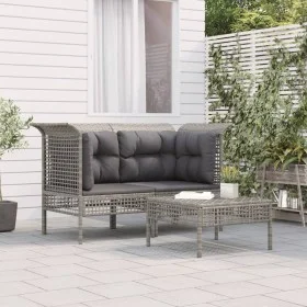 3-piece garden furniture set and gray synthetic rattan cushions by vidaXL, Garden sets - Ref: Foro24-3187473, Price: 165,84 €...