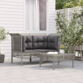 3-teiliges Gartenmöbel-Set und graue synthetische Rattankissen von vidaXL, Gartensets - Ref: Foro24-3187473, Preis: 168,06 €,...