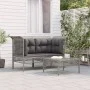 3-teiliges Gartenmöbel-Set und graue synthetische Rattankissen von vidaXL, Gartensets - Ref: Foro24-3187473, Preis: 165,84 €,...