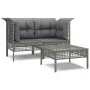3-piece garden furniture set and gray synthetic rattan cushions by vidaXL, Garden sets - Ref: Foro24-3187473, Price: 168,17 €...