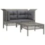 3-teiliges Gartenmöbel-Set und graue synthetische Rattankissen von vidaXL, Gartensets - Ref: Foro24-3187473, Preis: 165,84 €,...