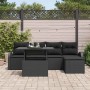 Conjunto de sofá de jardín con cojín 6 pcs Negro Poliratán