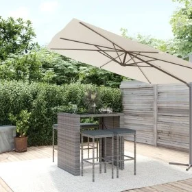 Garden table and high stools 5 pieces with gray PE rattan cushions by vidaXL, Garden sets - Ref: Foro24-3187620, Price: 300,1...
