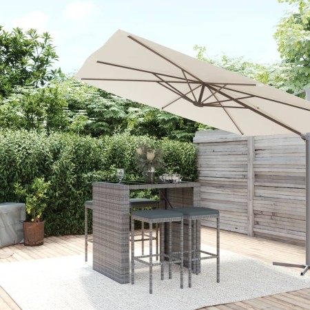 Garden table and high stools 5 pieces with gray PE rattan cushions by vidaXL, Garden sets - Ref: Foro24-3187620, Price: 309,9...