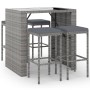 Garden table and high stools 5 pieces with gray PE rattan cushions by vidaXL, Garden sets - Ref: Foro24-3187620, Price: 309,9...
