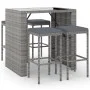 Garden table and high stools 5 pieces with gray PE rattan cushions by vidaXL, Garden sets - Ref: Foro24-3187620, Price: 300,1...