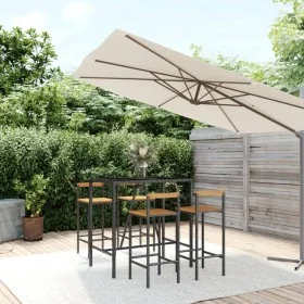 Bar table and garden stools 5 pieces acacia wood PE rattan black by vidaXL, Garden sets - Ref: Foro24-3187692, Price: 271,80 ...