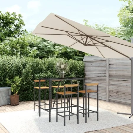 Bartisch und Gartenhocker 5 Stück Akazienholz PE Rattan schwarz von vidaXL, Gartensets - Ref: Foro24-3187692, Preis: 271,80 €...