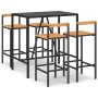 Bar table and garden stools 5 pieces acacia wood PE rattan black by vidaXL, Garden sets - Ref: Foro24-3187692, Price: 275,14 ...