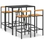 Bartisch und Gartenhocker 5 Stück Akazienholz PE Rattan schwarz von vidaXL, Gartensets - Ref: Foro24-3187692, Preis: 271,80 €...