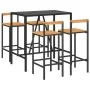 Bartisch und Gartenhocker 5 Stück Akazienholz PE Rattan schwarz von vidaXL, Gartensets - Ref: Foro24-3187692, Preis: 271,80 €...