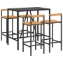 Bartisch und Gartenhocker 5 Stück Akazienholz PE Rattan schwarz von vidaXL, Gartensets - Ref: Foro24-3187692, Preis: 275,14 €...