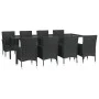 Set de comedor de jardín 9 pzas y cojines ratán sintético negro de vidaXL, Conjuntos de jardín - Ref: Foro24-3187330, Precio:...