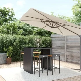 Bar table and garden stools 5 pieces acacia wood PE rattan black by vidaXL, Garden sets - Ref: Foro24-3187684, Price: 338,00 ...