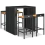 Bartisch und Gartenhocker 5 Stück Akazienholz PE Rattan schwarz von vidaXL, Gartensets - Ref: Foro24-3187684, Preis: 336,95 €...