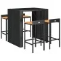Bartisch und Gartenhocker 5 Stück Akazienholz PE Rattan schwarz von vidaXL, Gartensets - Ref: Foro24-3187684, Preis: 336,95 €...
