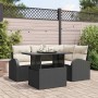 Conjunto de sofá de jardín con cojín 5 pcs Negro Poliratán