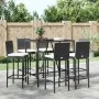 Garden table and high stools and cushions 7 pieces black PE rattan by vidaXL, Garden sets - Ref: Foro24-3187645, Price: 461,2...