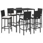 Garden table and high stools and cushions 7 pieces black PE rattan by vidaXL, Garden sets - Ref: Foro24-3187645, Price: 461,2...