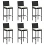 Garden table and high stools and cushions 7 pieces black PE rattan by vidaXL, Garden sets - Ref: Foro24-3187645, Price: 461,2...