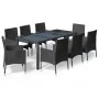 9-piece garden dining set and black synthetic rattan cushions by vidaXL, Garden sets - Ref: Foro24-3187321, Price: 637,80 €, ...
