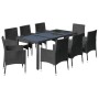 9-teiliges Garten-Essset und schwarze Kissen aus synthetischem Rattan von vidaXL, Gartensets - Ref: Foro24-3187321, Preis: 64...