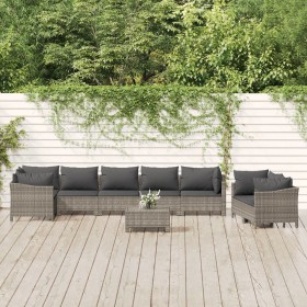 9-teiliges Gartenmöbel-Set und graue synthetische Rattankissen von vidaXL, Gartensets - Ref: Foro24-3187290, Preis: 701,45 €,...