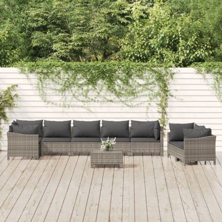9-teiliges Gartenmöbel-Set und graue synthetische Rattankissen von vidaXL, Gartensets - Ref: Foro24-3187290, Preis: 702,41 €,...