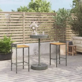 Garden table and high stools 3 pieces wood and PE rattan gray by vidaXL, Garden sets - Ref: Foro24-3187715, Price: 168,60 €, ...