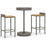 Garden table and high stools 3 pieces wood and PE rattan gray by vidaXL, Garden sets - Ref: Foro24-3187715, Price: 170,39 €, ...