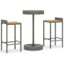 Mesa y taburetes altos jardín 3 pzas madera y ratán PE gris de vidaXL, Conjuntos de jardín - Ref: Foro24-3187715, Precio: 168...