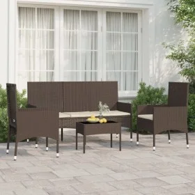 4-piece garden furniture set and brown synthetic rattan cushions by vidaXL, Garden sets - Ref: Foro24-319499, Price: 188,61 €...