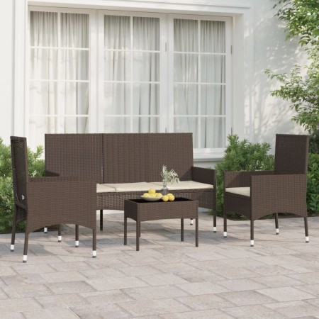 4-teiliges Gartenmöbel-Set und braune synthetische Rattankissen von vidaXL, Gartensets - Ref: Foro24-319499, Preis: 191,00 €,...