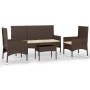 4-teiliges Gartenmöbel-Set und braune synthetische Rattankissen von vidaXL, Gartensets - Ref: Foro24-319499, Preis: 191,00 €,...